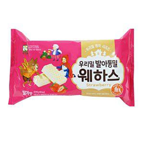 [우리밀] 정직하고 좋은원료로 만든 건강한 과자 - 발아통밀 웨하스(딸기맛) 80g * 3입